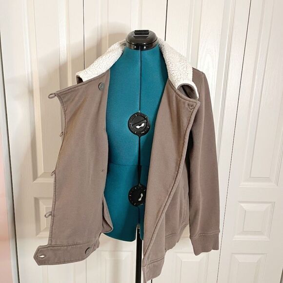 Gap Faux Sherpa Collar Aviator Pilot Biker Moto Double Breasted Button Jacket - Picture 12 of 16